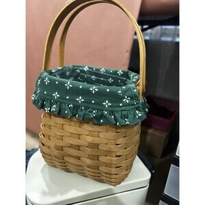 Longaberger Tiny Tote Basket Combo Heritage Green Liner &‎ Protector